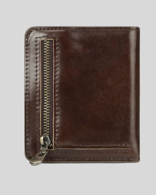 100% Genuine Leather Men's Wallet RFID Blocking Bifold Wallets with RFID Card Slots Thin Male Zipper Coin Purse Money Clip