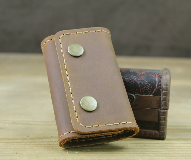 High Class Handmade Men Genuine Leather Key Holder Leather Key Wallet Men Housekeeper Women Key Case Bag key organizer pouch