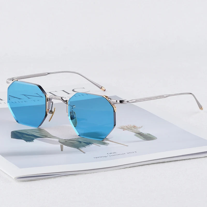 JMM ELDORADO Rimless Square High Quality Alloy Polygon Sunglasses Uv400 Men and Women Personalization Eyeglasses with Case