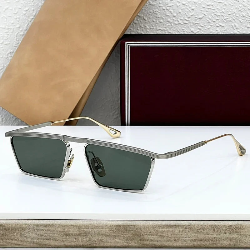 JMM BOGART Square Alloy Gradient Ssunglasses Uv400 Men and Women Fashion Japan Handmade Vintage Eyeglasses with Case