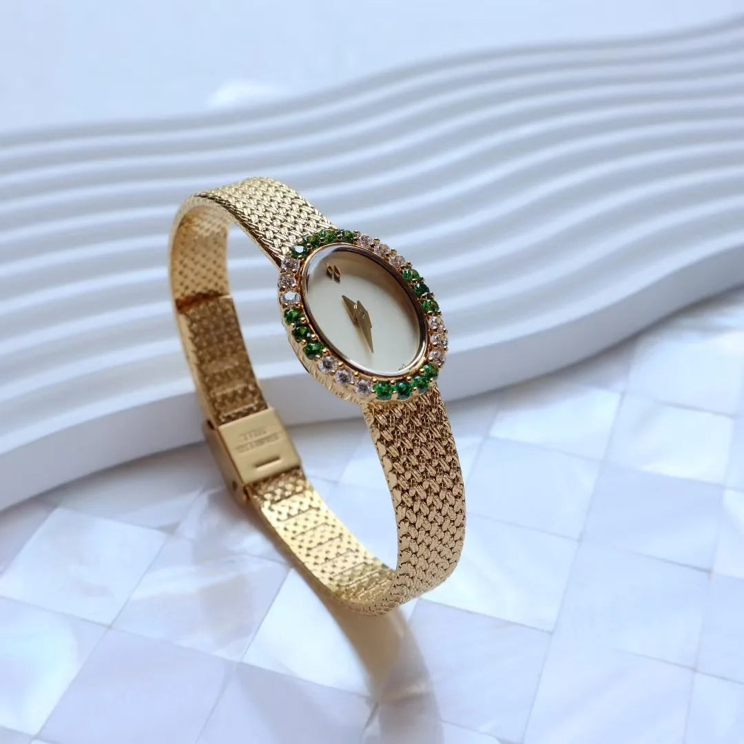 Women Watch for Girls Quartz Reloj Mujer Sliver Gold Diamond Orologio Ladies Vintage Oval Wristwatch Stainless Steel Band Clock