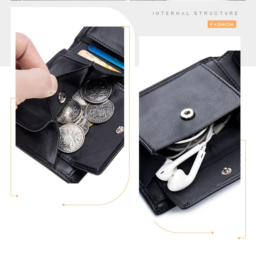 Men's leather wallet RFID Cowhide genuine leather wallet multi-function credit card holder