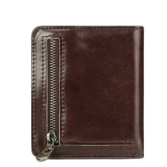 100% Genuine Leather Men's Wallet RFID Blocking Bifold Wallets with RFID Card Slots Thin Male Zipper Coin Purse Money Clip