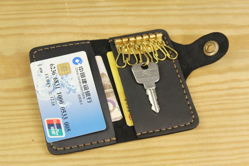 High Class Handmade Men Genuine Leather Key Holder Leather Key Wallet Men Housekeeper Women Key Case Bag key organizer pouch