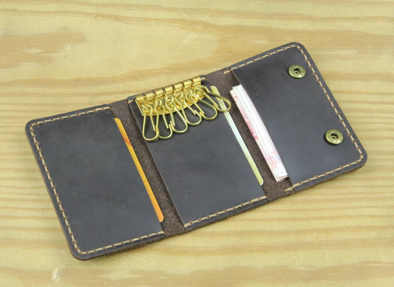 High Class Handmade Men Genuine Leather Key Holder Leather Key Wallet Men Housekeeper Women Key Case Bag key organizer pouch