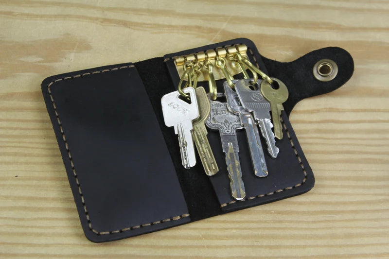 High Class Handmade Men Genuine Leather Key Holder Leather Key Wallet Men Housekeeper Women Key Case Bag key organizer pouch