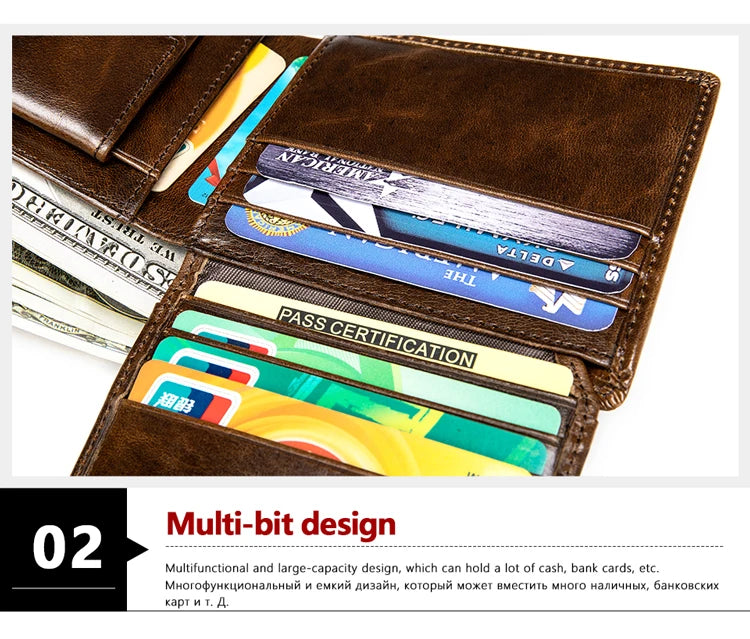 WESTAL RFID Men's Wallet Luxury Purse For Men Designer Wallet Men's Coin Purse Credit Card Holder Wallet For Men Money Bags 7313