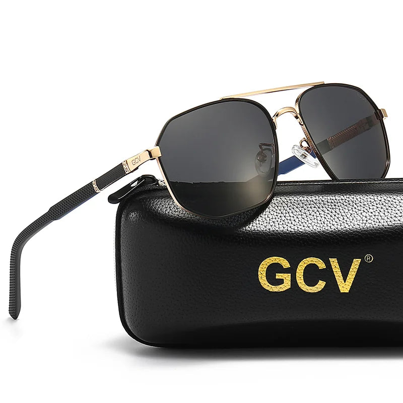 GCV 2025 Brand Classic Pilot Square Polarized Sunglasses Metal Frame Men's Driving Male Sun Glasses Eyewear UV Blocking Luxury