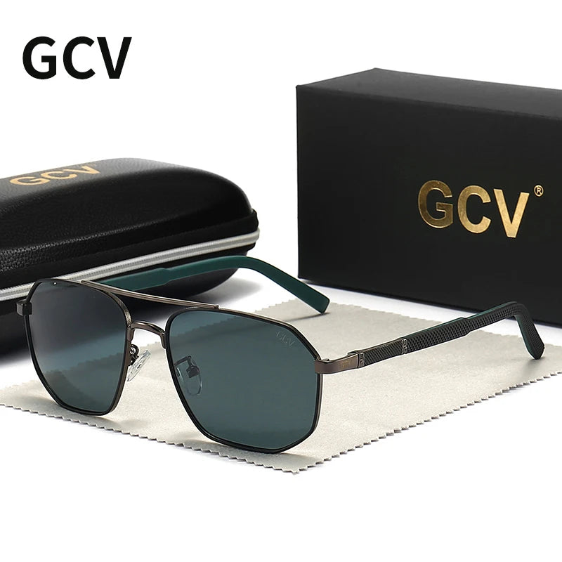 GCV 2025 Brand Classic Pilot Square Polarized Sunglasses Metal Frame Men's Driving Male Sun Glasses Eyewear UV Blocking Luxury