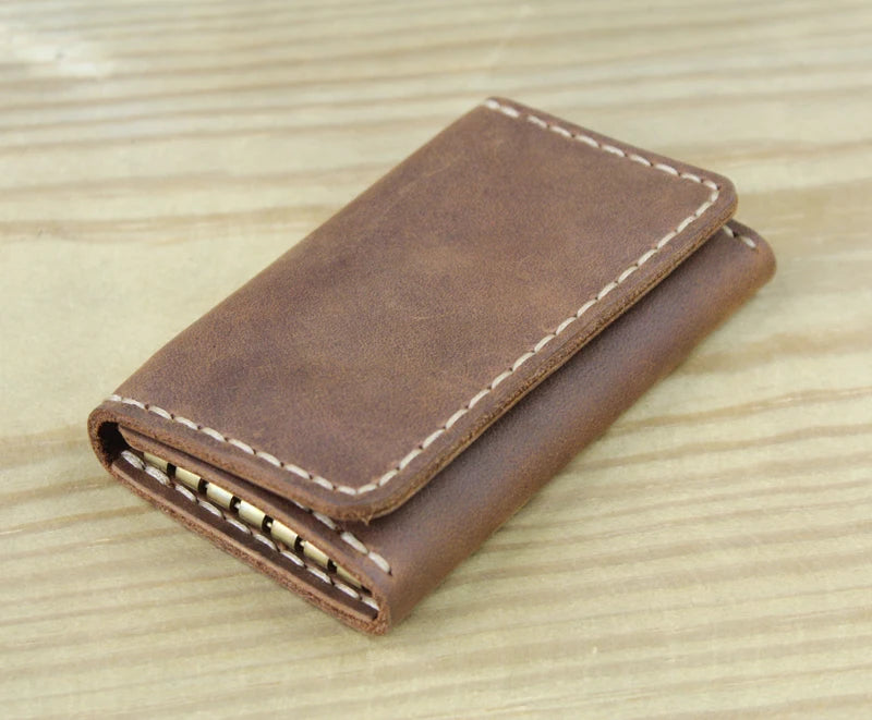 High Class Handmade Men Genuine Leather Key Holder Leather Key Wallet Men Housekeeper Women Key Case Bag key organizer pouch