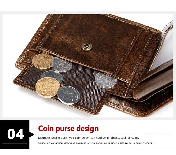 WESTAL RFID Men's Wallet Luxury Purse For Men Designer Wallet Men's Coin Purse Credit Card Holder Wallet For Men Money Bags 7313