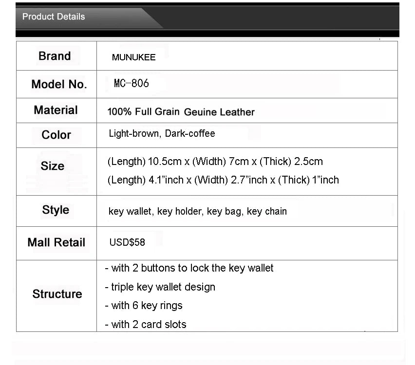 High Class Handmade Men Genuine Leather Key Holder Leather Key Wallet Men Housekeeper Women Key Case Bag key organizer pouch