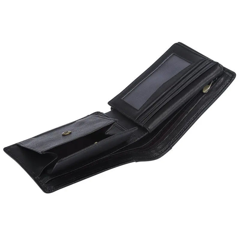 GENODERN Cow Leather Men Wallets with Coin Pocket Vintage Male Purse RFID Blocking Genuine Leather Men Wallet with Card Holders