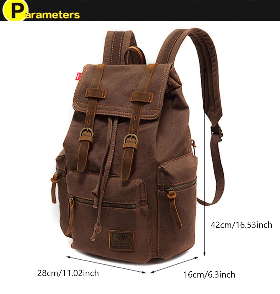 MARKROYAL Canvas Retro Men's Bag Backpack Suitable 14 Inch Laptop Bag Vintage 36-55L Wear-resistant Backpack Coffee Dripshipping