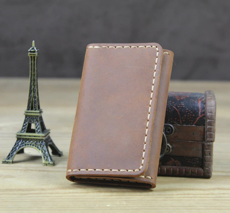 High Class Handmade Men Genuine Leather Key Holder Leather Key Wallet Men Housekeeper Women Key Case Bag key organizer pouch