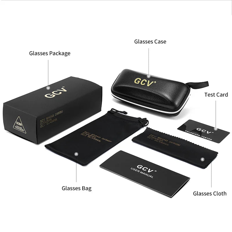 GCV 2025 Brand Classic Pilot Square Polarized Sunglasses Metal Frame Men's Driving Male Sun Glasses Eyewear UV Blocking Luxury