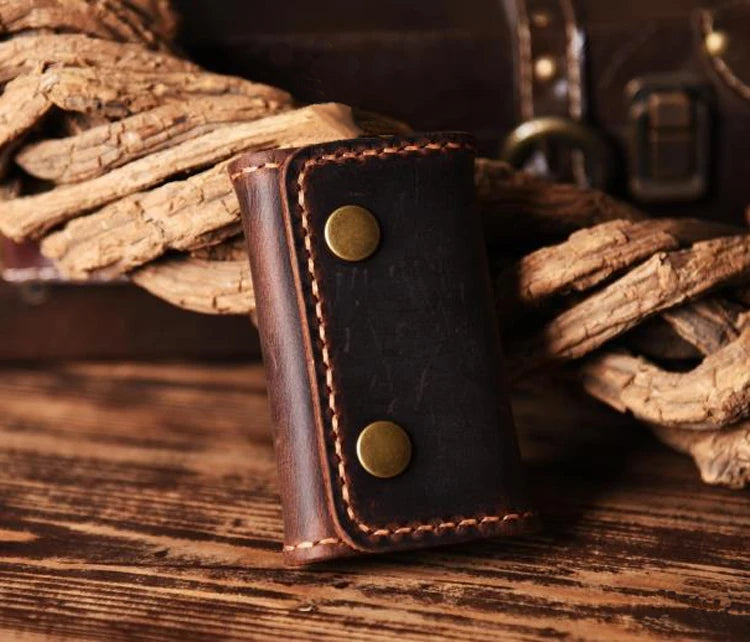 High Class Handmade Men Genuine Leather Key Holder Leather Key Wallet Men Housekeeper Women Key Case Bag key organizer pouch