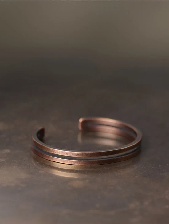 Pure Copper Handcrafted Metal Bracelet Rustic Vingtage Punk Unisex Cuff Bangle Carved Handmade Manmade Jewelry Men Women Gift