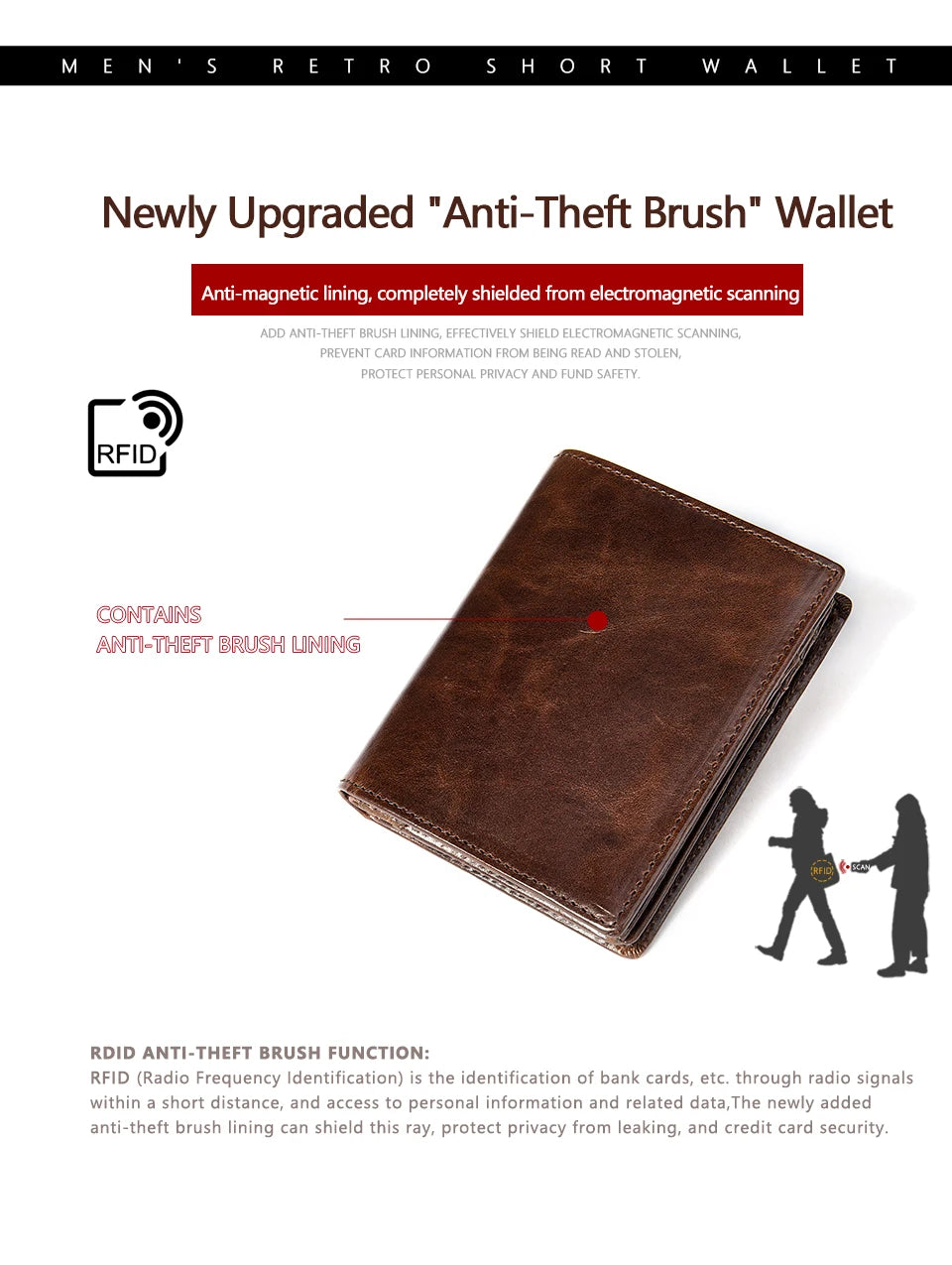 WESTAL RFID Men's Wallet Luxury Purse For Men Designer Wallet Men's Coin Purse Credit Card Holder Wallet For Men Money Bags 7313