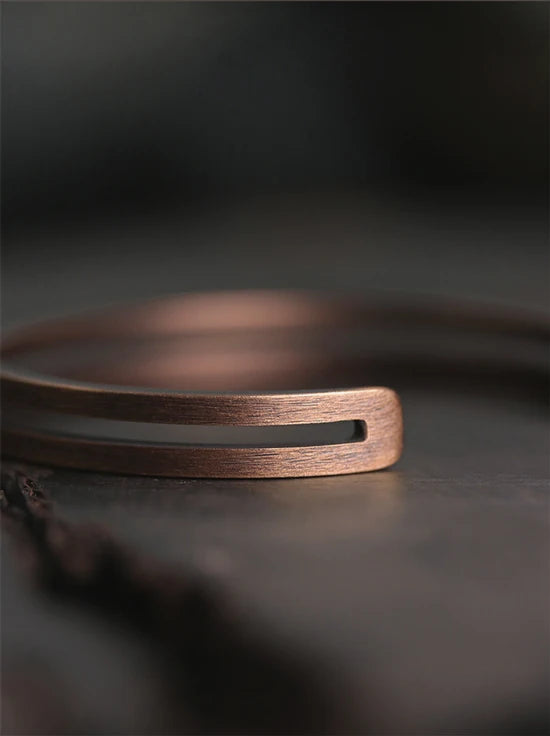Pure Copper Handcrafted Metal Bracelet Rustic Vingtage Punk Unisex Cuff Bangle Carved Handmade Manmade Jewelry Men Women Gift