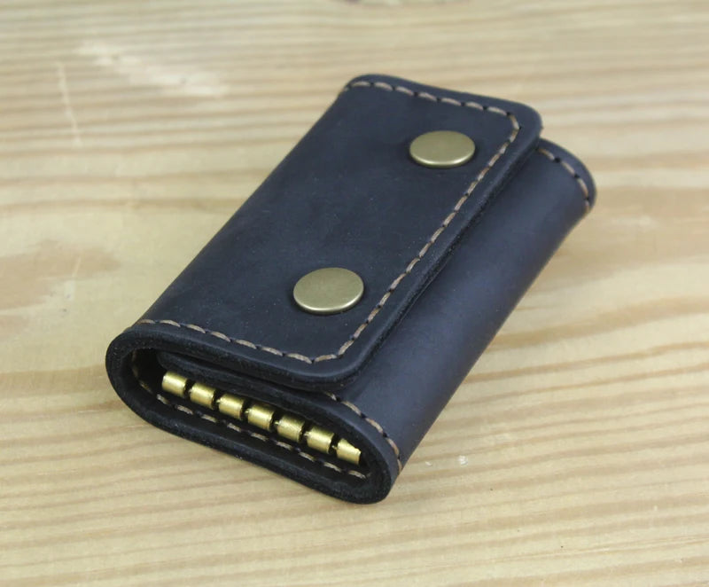 High Class Handmade Men Genuine Leather Key Holder Leather Key Wallet Men Housekeeper Women Key Case Bag key organizer pouch