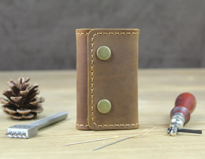 High Class Handmade Men Genuine Leather Key Holder Leather Key Wallet Men Housekeeper Women Key Case Bag key organizer pouch