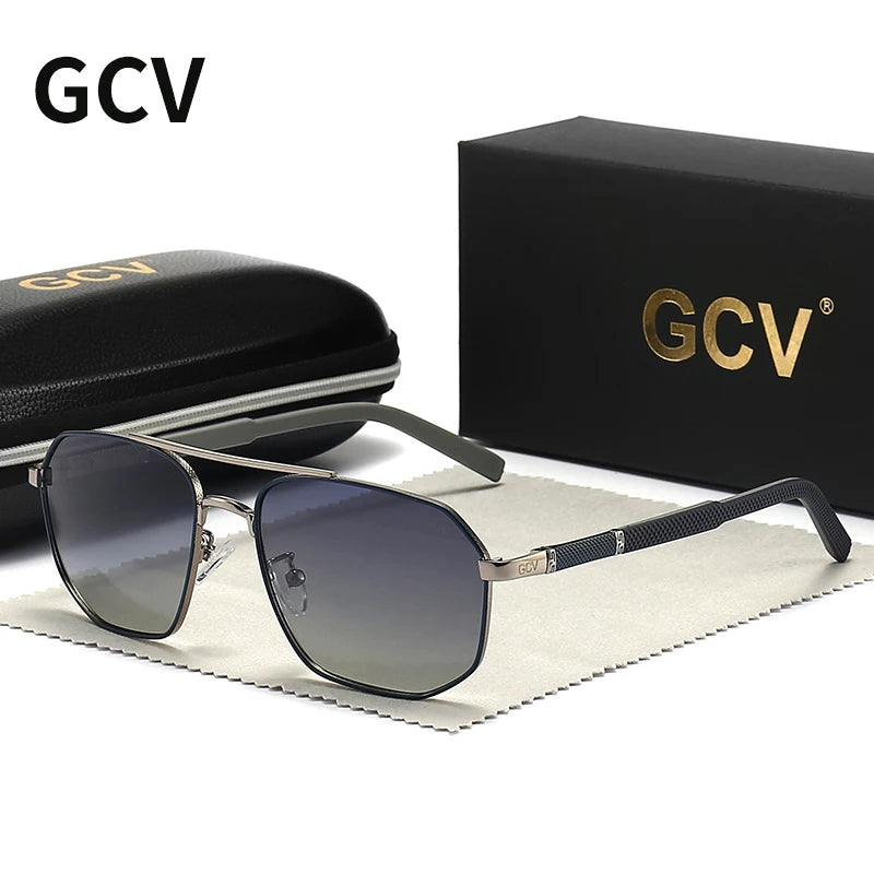 GCV 2025 Brand Classic Pilot Square Polarized Sunglasses Metal Frame Men's Driving Male Sun Glasses Eyewear UV Blocking Luxury
