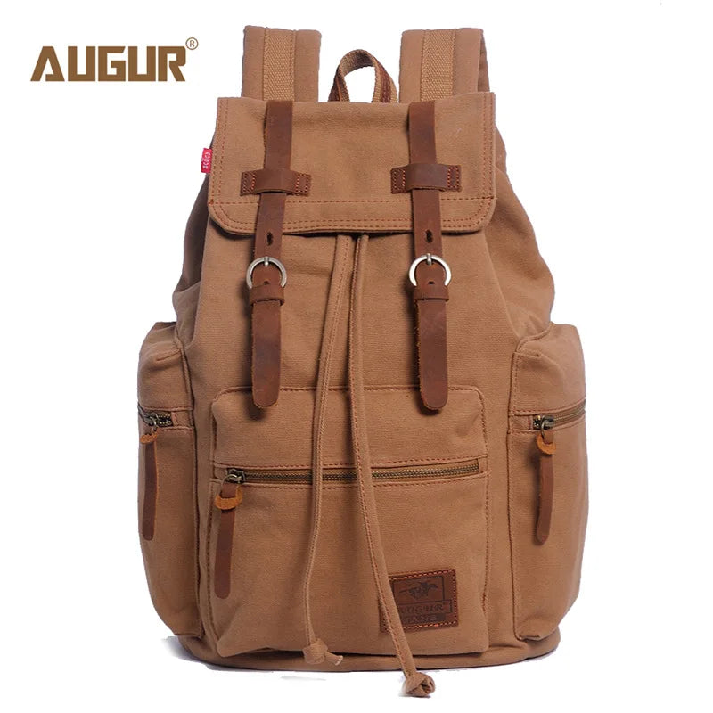 AUGUR New fashion men's backpack vintage canvas backpack school bag men's travel bags large capacity travel laptop retro bag