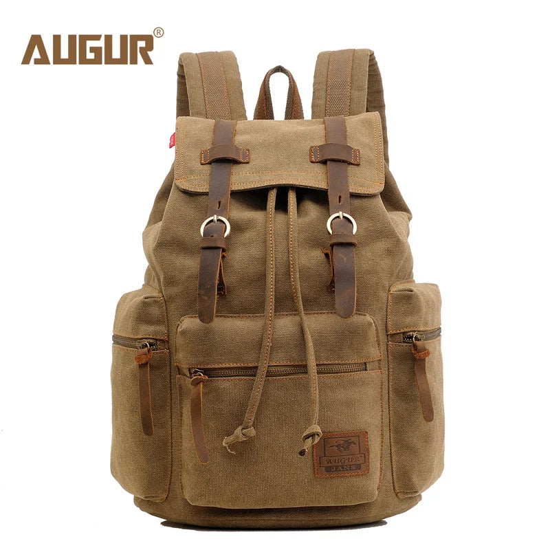 AUGUR New fashion men's backpack vintage canvas backpack school bag men's travel bags large capacity travel laptop retro bag