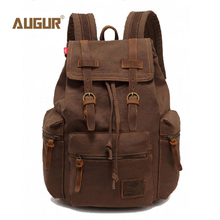 AUGUR New fashion men's backpack vintage canvas backpack school bag men's travel bags large capacity travel laptop retro bag