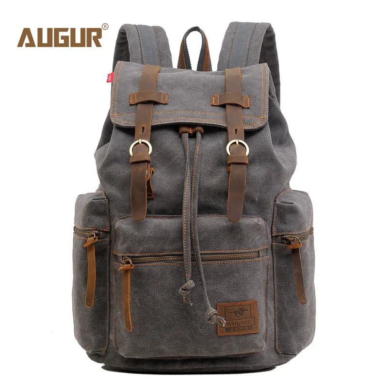 AUGUR New fashion men's backpack vintage canvas backpack school bag men's travel bags large capacity travel laptop retro bag
