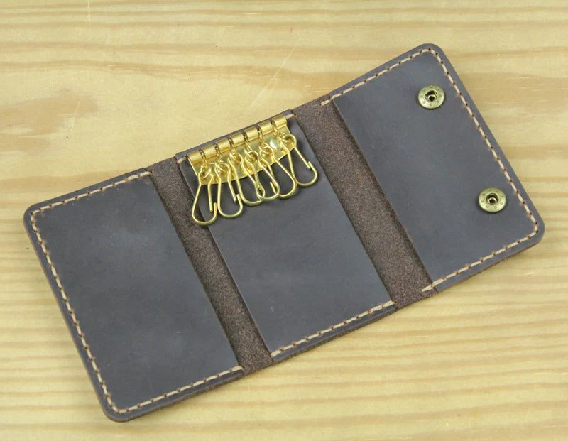 High Class Handmade Men Genuine Leather Key Holder Leather Key Wallet Men Housekeeper Women Key Case Bag key organizer pouch