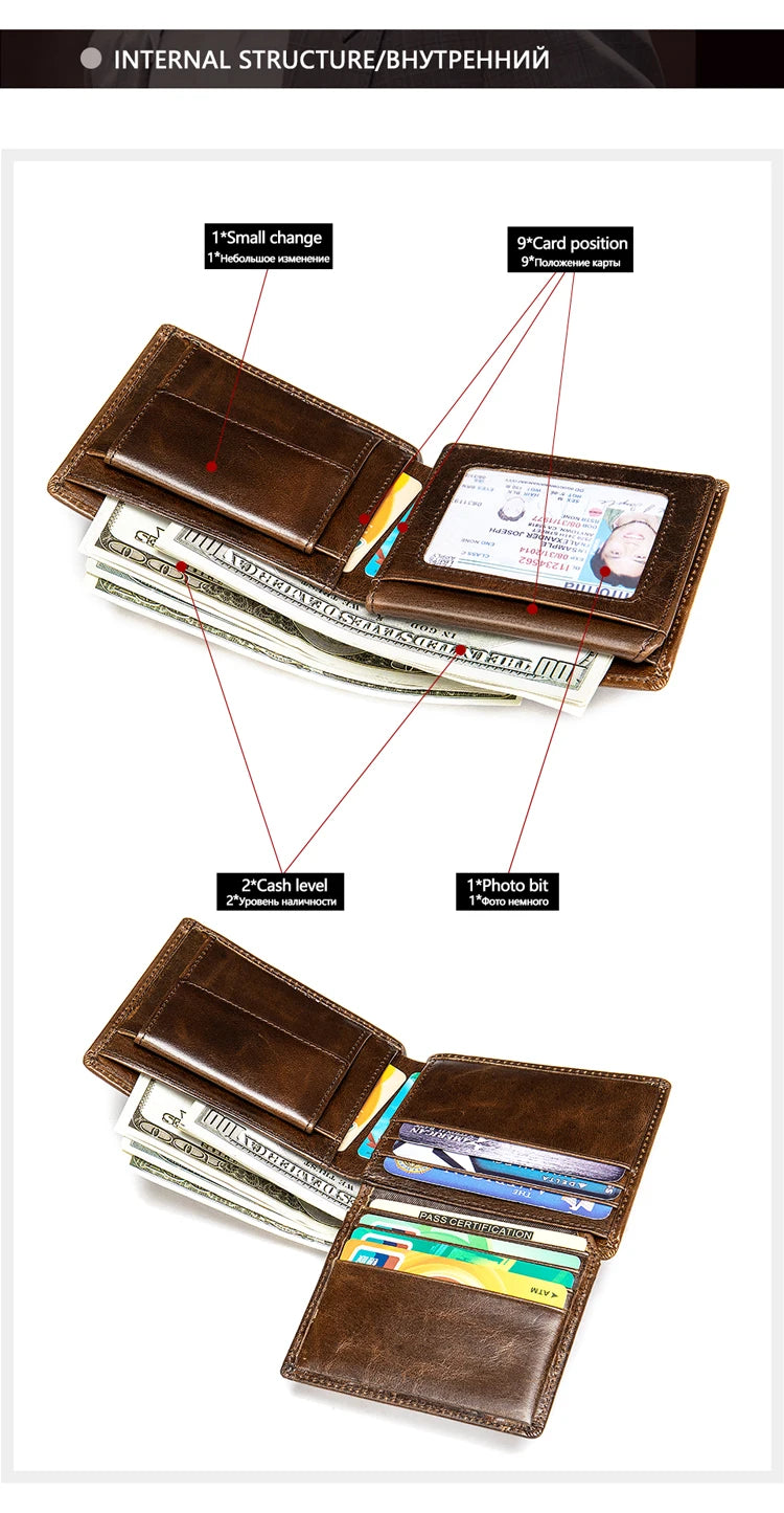 WESTAL RFID Men's Wallet Luxury Purse For Men Designer Wallet Men's Coin Purse Credit Card Holder Wallet For Men Money Bags 7313