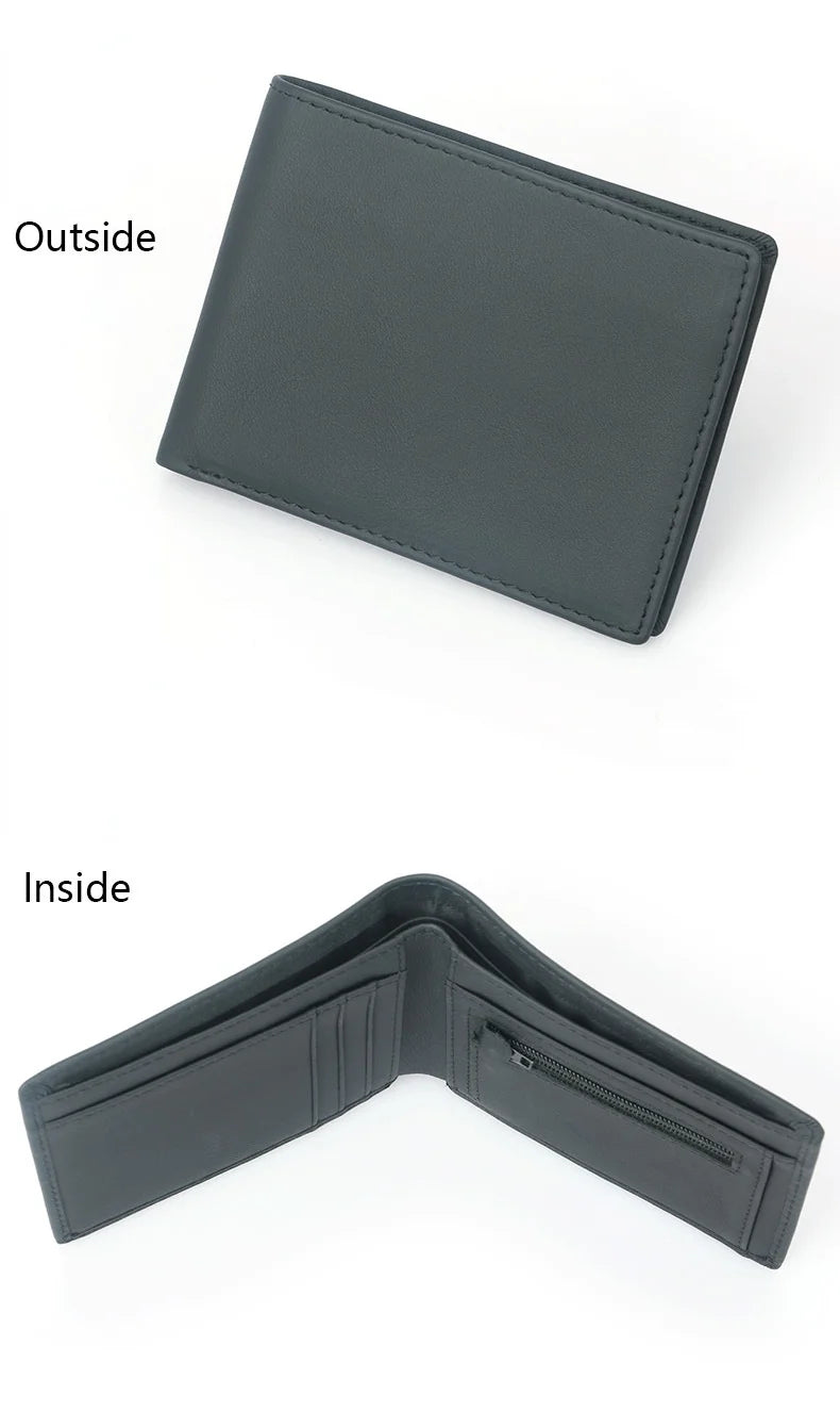 2021 New Men's Genuine Leather Wallet RFID Zipper Multi Card Slot Top Leather Short Wallet for Men Fashion Cowhide Male Purse