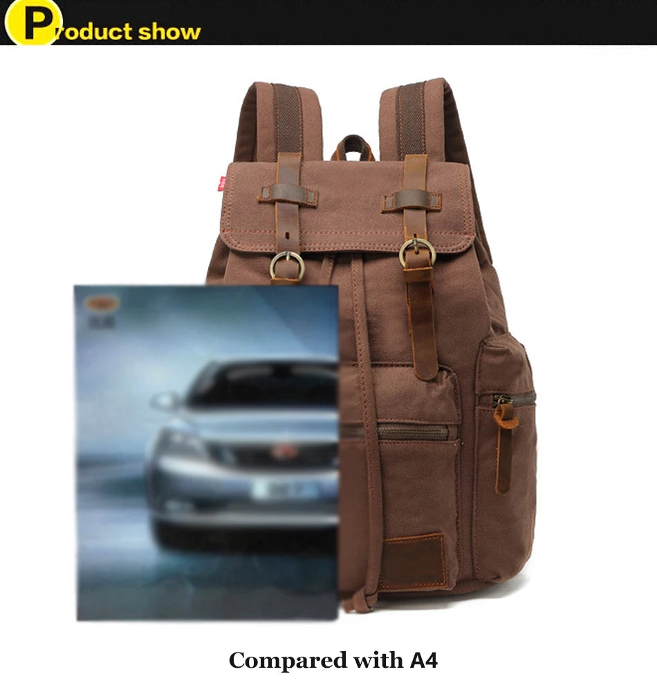 MARKROYAL Canvas Retro Men's Bag Backpack Suitable 14 Inch Laptop Bag Vintage 36-55L Wear-resistant Backpack Coffee Dripshipping