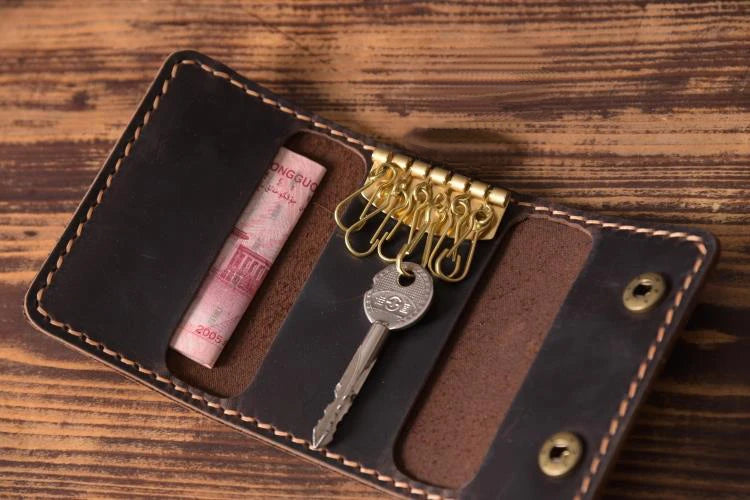High Class Handmade Men Genuine Leather Key Holder Leather Key Wallet Men Housekeeper Women Key Case Bag key organizer pouch