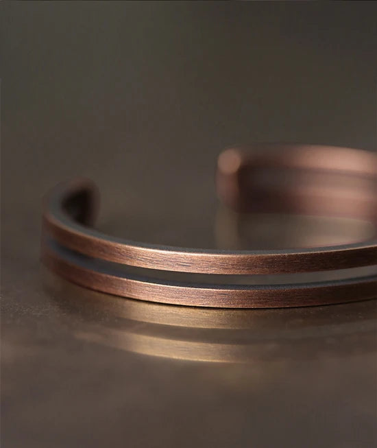 Pure Copper Handcrafted Metal Bracelet Rustic Vingtage Punk Unisex Cuff Bangle Carved Handmade Manmade Jewelry Men Women Gift