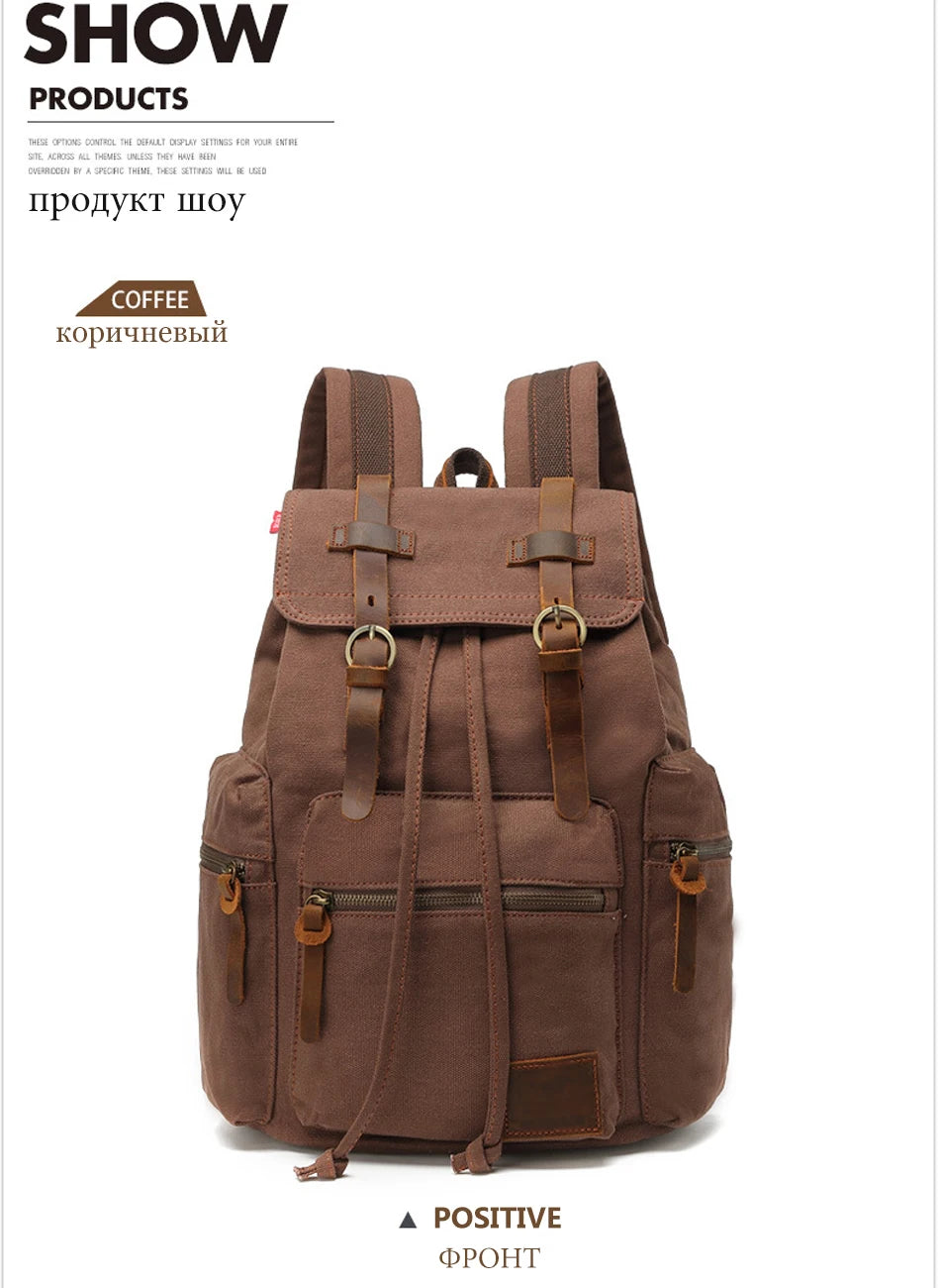 MARKROYAL Canvas Retro Men's Bag Backpack Suitable 14 Inch Laptop Bag Vintage 36-55L Wear-resistant Backpack Coffee Dripshipping