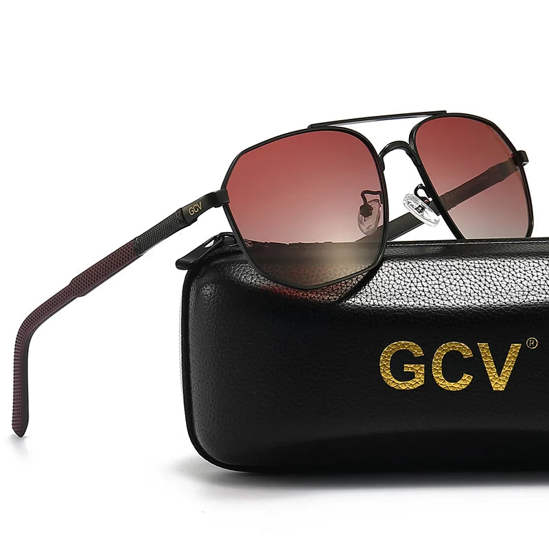 GCV 2025 Brand Classic Pilot Square Polarized Sunglasses Metal Frame Men's Driving Male Sun Glasses Eyewear UV Blocking Luxury