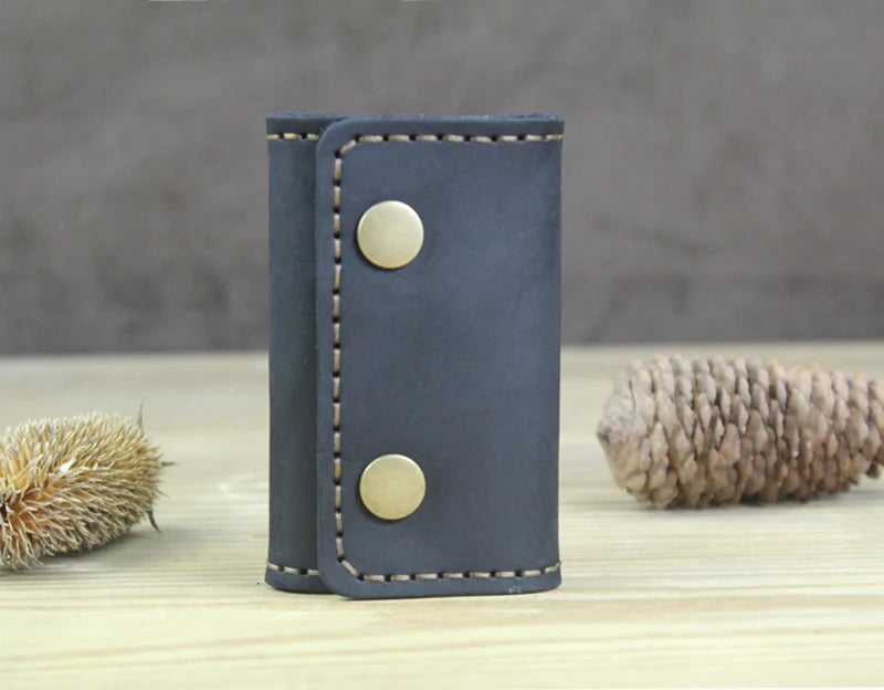 High Class Handmade Men Genuine Leather Key Holder Leather Key Wallet Men Housekeeper Women Key Case Bag key organizer pouch