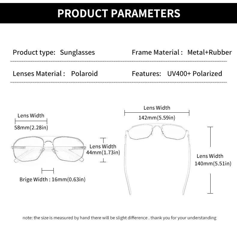 GCV 2025 Brand Classic Pilot Square Polarized Sunglasses Metal Frame Men's Driving Male Sun Glasses Eyewear UV Blocking Luxury