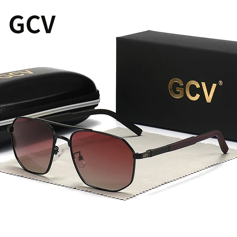 GCV 2025 Brand Classic Pilot Square Polarized Sunglasses Metal Frame Men's Driving Male Sun Glasses Eyewear UV Blocking Luxury