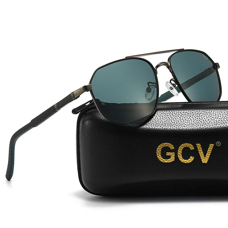 GCV 2025 Brand Classic Pilot Square Polarized Sunglasses Metal Frame Men's Driving Male Sun Glasses Eyewear UV Blocking Luxury