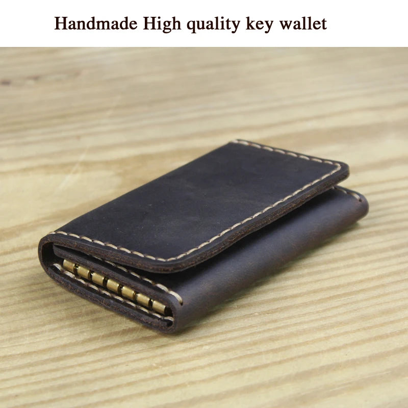 High Class Handmade Men Genuine Leather Key Holder Leather Key Wallet Men Housekeeper Women Key Case Bag key organizer pouch