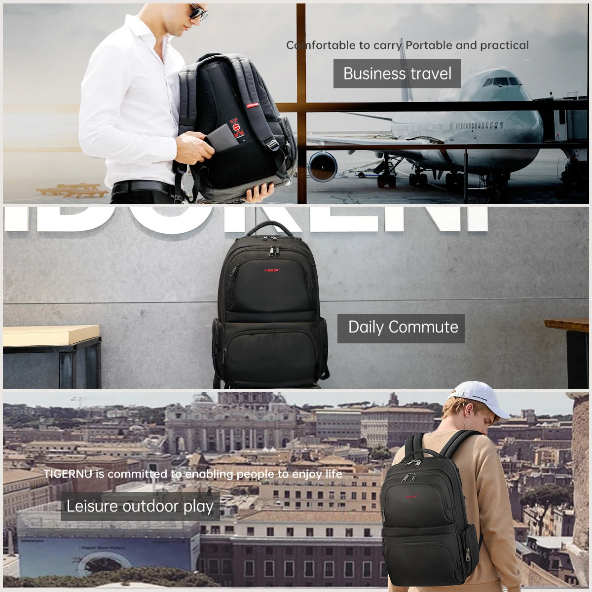 Tigernu Anti Theft Backpacks For Men 15inch Laptop Backpack Bag Casual Travel Backpack Schoolbag Male Backpack Mochilas Knapsack