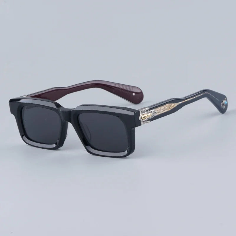 JMM BELVEDERE High Quality Rectangle Acetate Sunglasses Uv400 Men Designer Brand Handmade Vintage Eyeglasses with Case