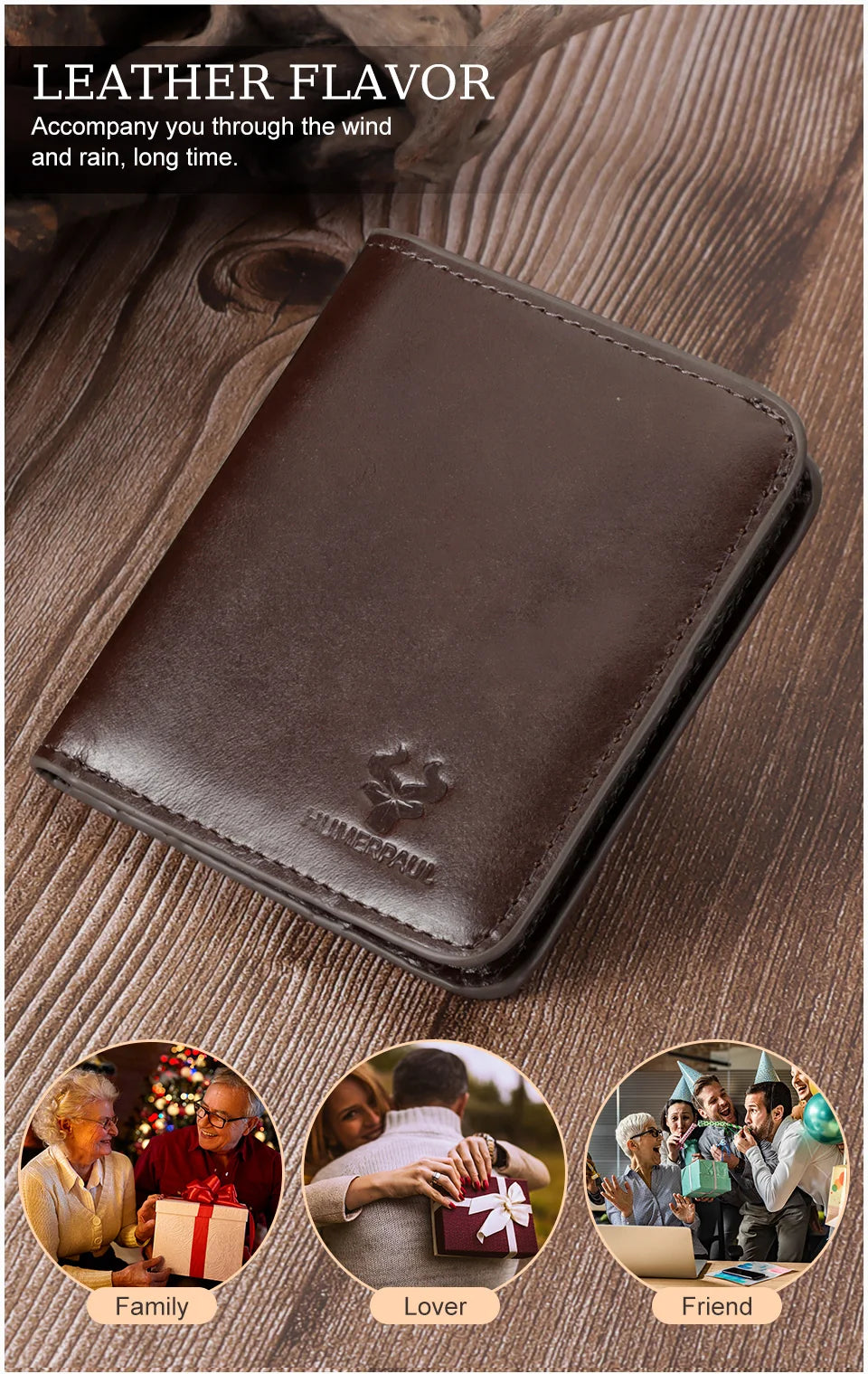 100% Genuine Leather Men's Wallet RFID Blocking Bifold Wallets with RFID Card Slots Thin Male Zipper Coin Purse Money Clip