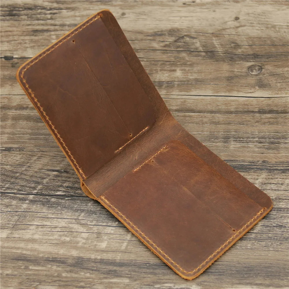 Men's Crazy Horse Leather Wallet, Genuine Leather Wallet, Card Bag, Simple Retro European and American Style, Mens Purse