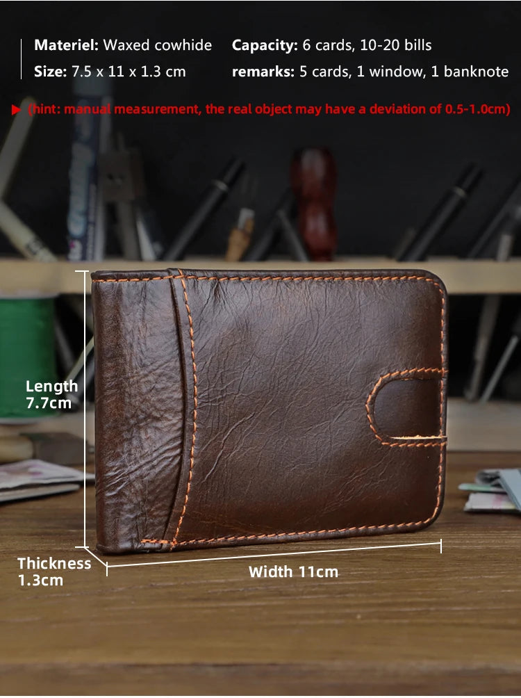 Genuine leather Men's Wallet Small Money Purses Mini Wallets Short Ultra-thin Wallet Bank Card Package Small Purse Wallet