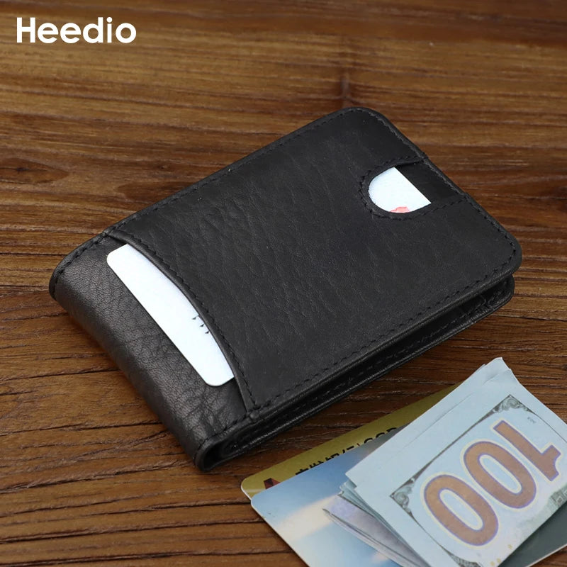 Genuine leather Men's Wallet Small Money Purses Mini Wallets Short Ultra-thin Wallet Bank Card Package Small Purse Wallet